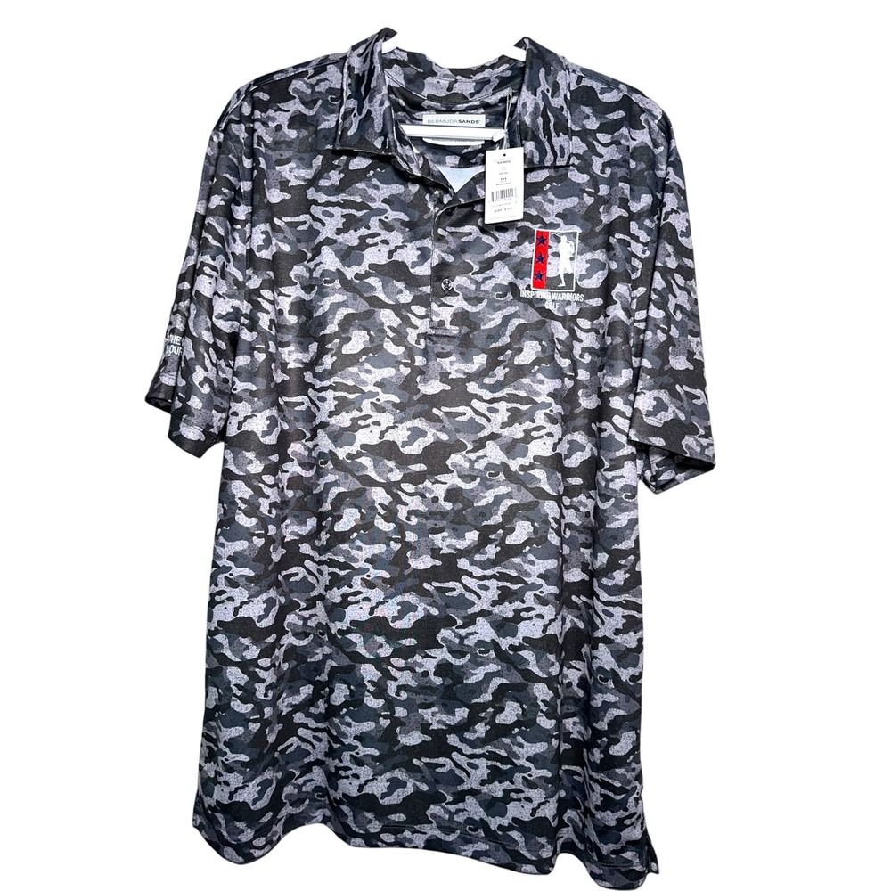 Bermuda Sands Camo Golf Polo L Inspiring Warriors UPF 50 NWT